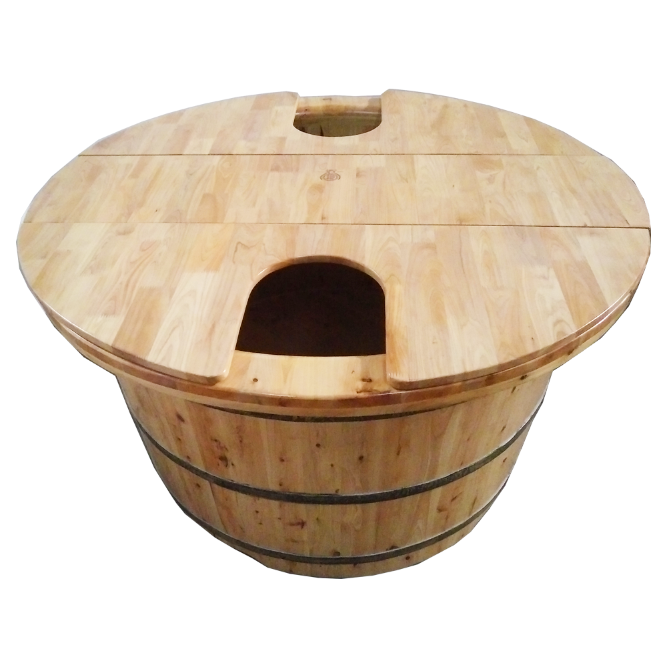 Baignoire style japonais ronde en bois "ofuro" SUMO
